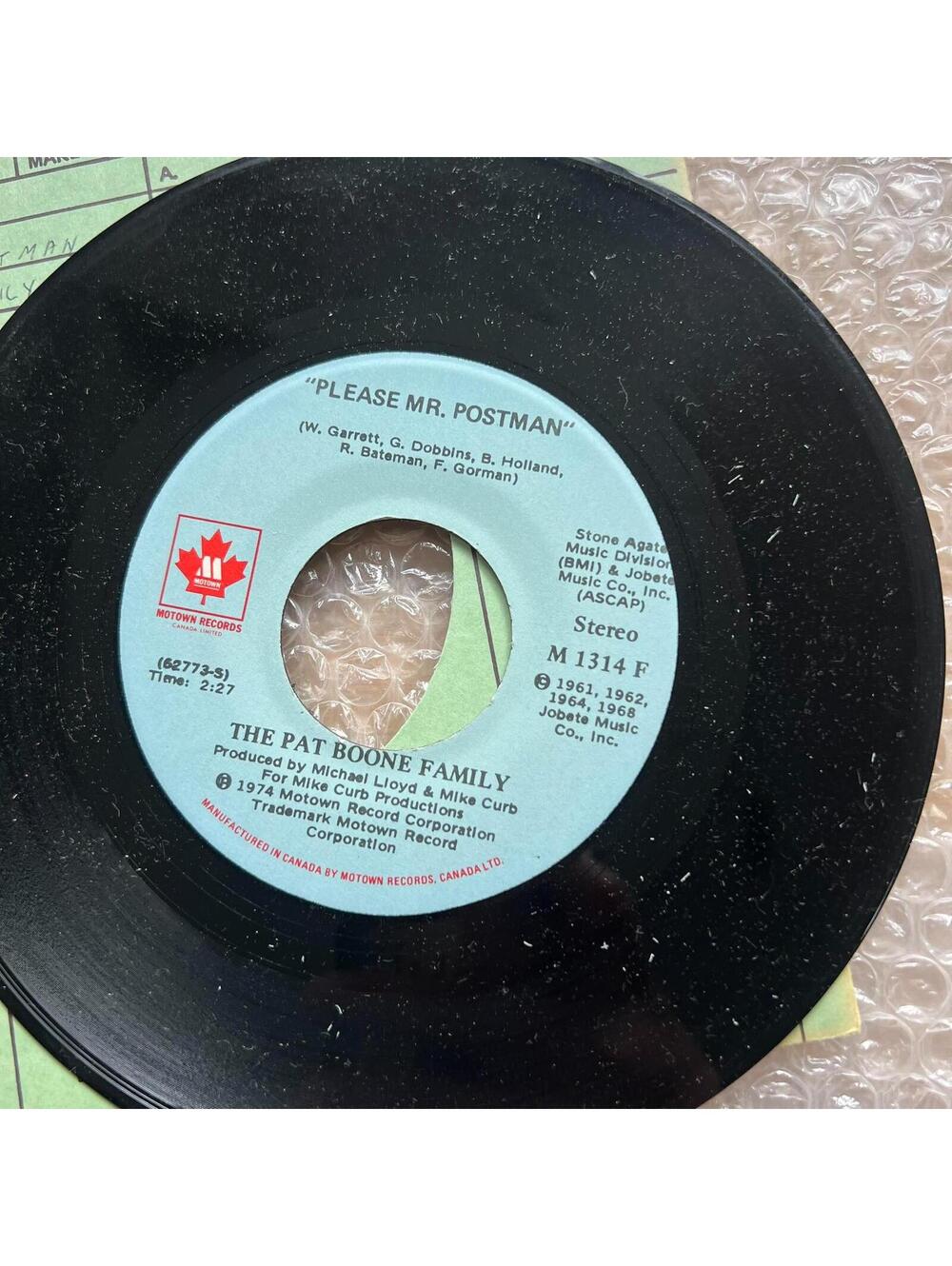 The Pat Boone Family – Please Mr. Postman/Friend 45rpm 7' Vinyl Record R86